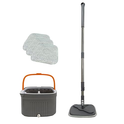 Spin Mop and Bucket Set with Wringer - Telescopic Stainless Steel